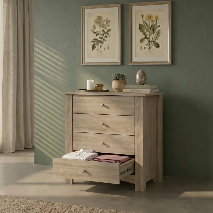 Cassettiera 80x90h cm 4 cassetti rovere sonoma Londra