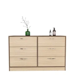Cassettiera 130x81h cm 6 cassetti rovere chiaro e rovere scuro Pitigliano