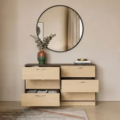 Cassettiera 130x81h cm 6 cassetti rovere chiaro e rovere scuro Pitigliano
