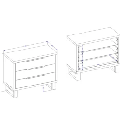 Cassettiera 100x83h cm 3 cassetti rovere Petra