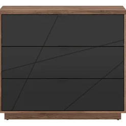 Cassettiera 106x93h cm 3 cassetti rovere scuro nero opaco Elin