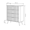 Cassettiera 88x101h cm 4 cassetti soggiorno beige cannettato Ramis