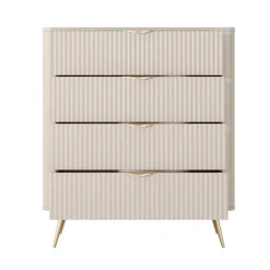 Cassettiera 88x101h cm 4 cassetti soggiorno beige cannettato Ramis