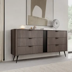Cassettiera 163x81h cm 6 cassetti soggiorno wengè nero Vesper