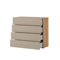 Cassettiera 100x91h cm 4 cassetti tortora rovere Lise