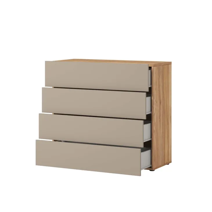 Cassettiera 100x91h cm 4 cassetti tortora rovere Lise