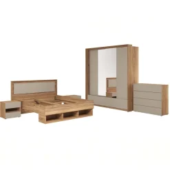 Cassettiera 100x91h cm 4 cassetti tortora rovere Lise