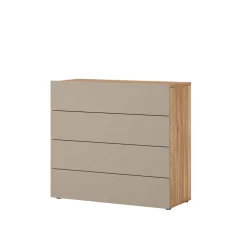 Cassettiera 100x91h cm 4 cassetti tortora rovere Lise