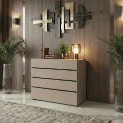 Cassettiera 80x85h cm 4 cassetti tortora Lolla
