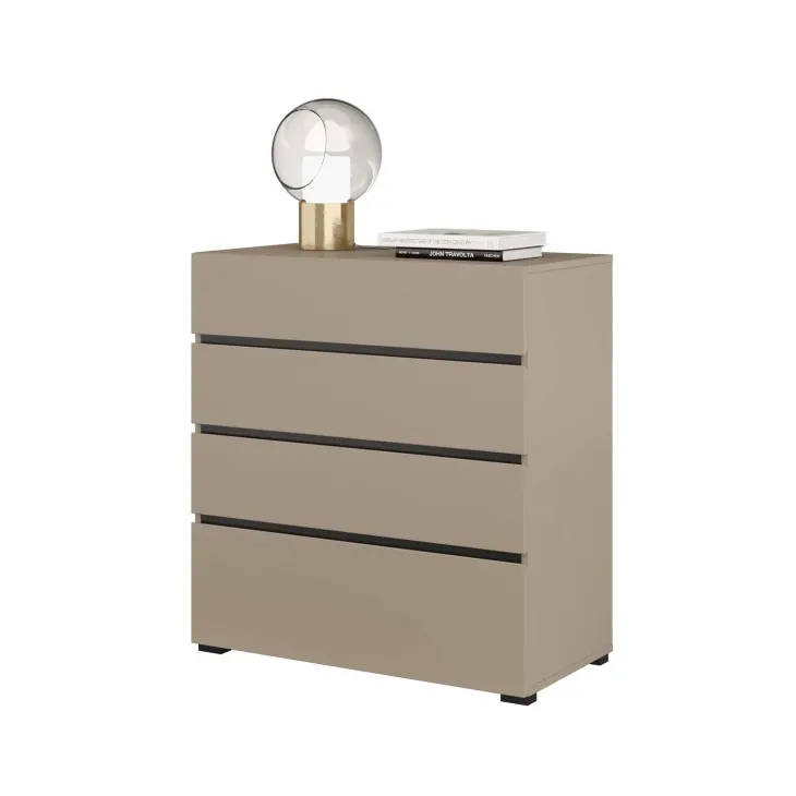 Cassettiera 80x85h cm 4 cassetti tortora Lolla