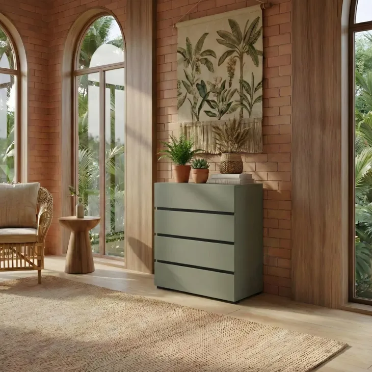Cassettiera 60x79h cm 4 cassetti verde Lolla