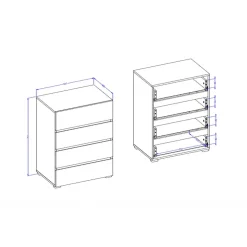 Cassettiera 60x79h cm 4 cassetti verde Lolla