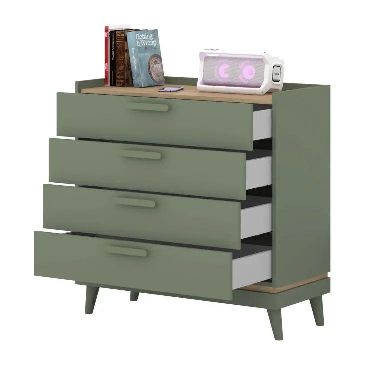 Cassettiera 90x90h cm 4 cassetti verde salvia Yu