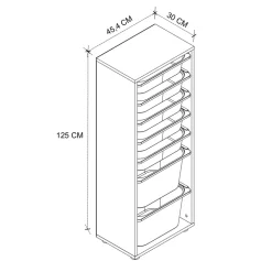 Cassettiera 45x125h cm colonna portagiochi multiuso rovere Fast Concordia