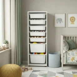 Cassettiera 45x125h cm colonna portagiochi multiuso bianco Fast Concordia