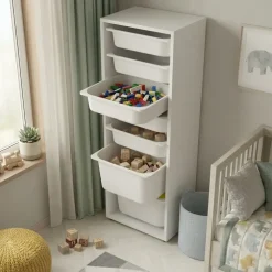 Cassettiera 45x125h cm colonna portagiochi multiuso bianco Fast Concordia