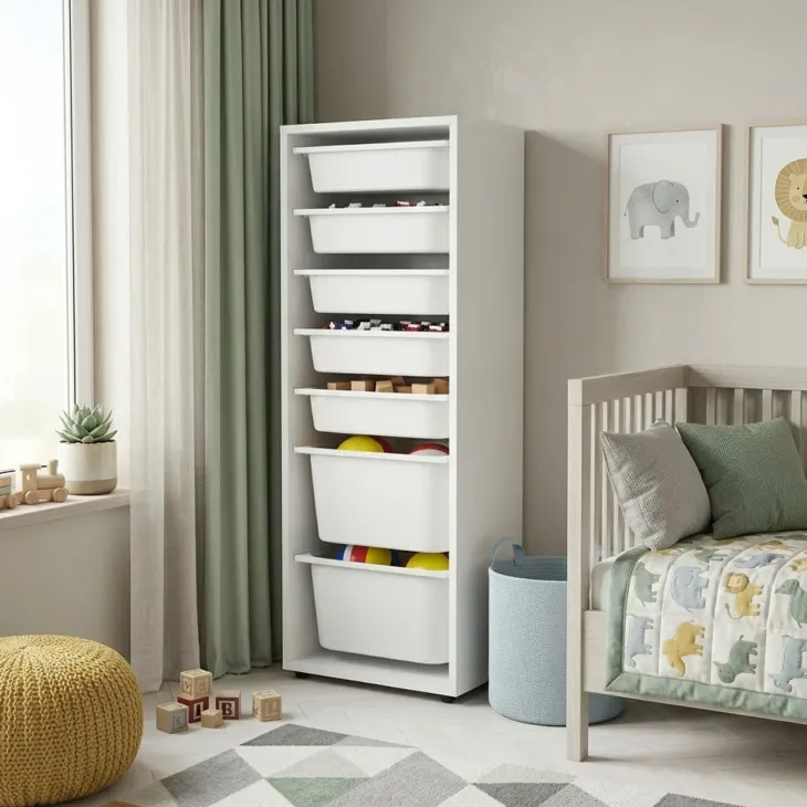 Cassettiera 45x125h cm colonna portagiochi multiuso bianco Fast Concordia