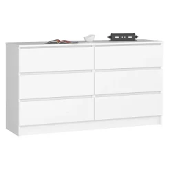 Cassettiera 140x77h cm moderna 6 cassetti bianco Living