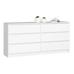 Cassettiera 160x77h cm moderna 6 cassetti bianco Living