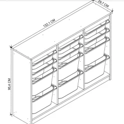 Cassettiera 132x95h cm portagiochi con cassetti rovere Fast Concordia