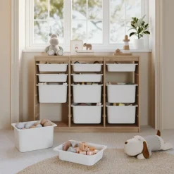 Cassettiera 132x95h cm portagiochi con cassetti rovere Fast Concordia