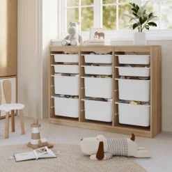 Cassettiera 132x95h cm portagiochi con cassetti rovere Fast Concordia