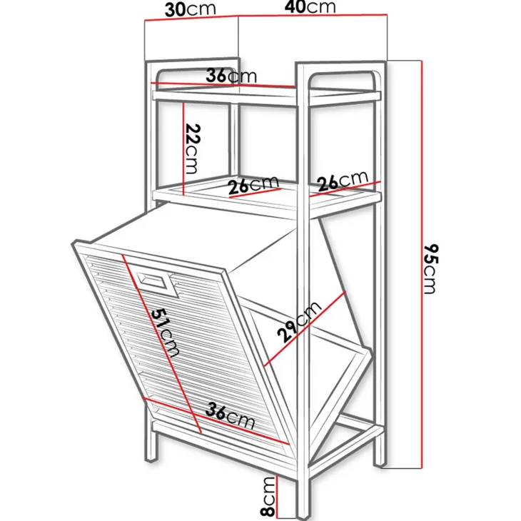 Cesto portabiancheria 40x95h cm bagno rovere Caddy