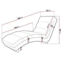 Chaise longue imbottita in velluto a coste 180cm grigio Marty