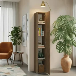Colonna a terra 28x186h cm 1 anta reversibile multiuso rovere scuro Sunset