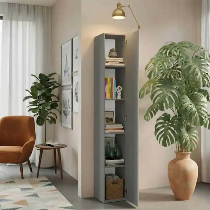 Colonna a terra 28x186h cm 1 anta reversibile multiuso grigio scuro Sunset