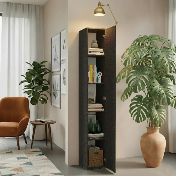 Colonna a terra 28x186h cm 1 anta reversibile multiuso ossido nero Sunset