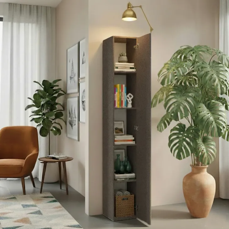 Colonna a terra 28x186h cm 1 anta reversibile multiuso marrone bronzo Sunset