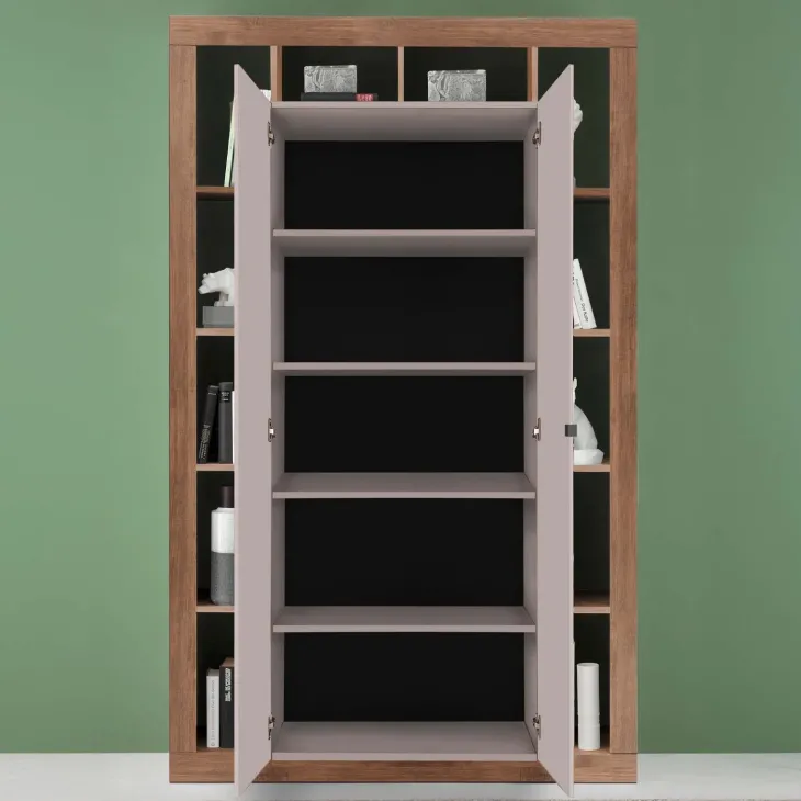 Colonna a terra 134x217h cm multiuso 2 ante beige cashmere rovere scuro Trilogy