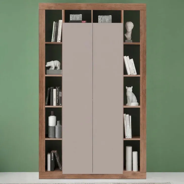 Colonna a terra 134x217h cm multiuso 2 ante beige cashmere rovere scuro Trilogy