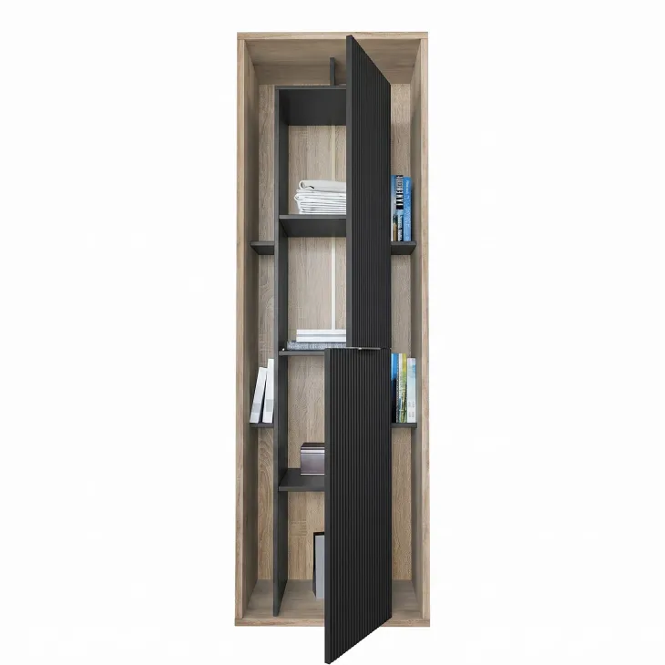 Colonna a terra 65x201h cm multiuso 2 ante cannettato rovere nero Savona