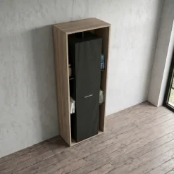 Colonna a terra 65x201h cm multiuso 2 ante cannettato rovere nero Savona