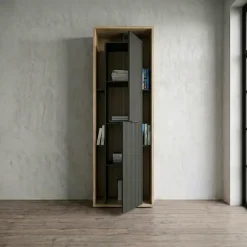 Colonna a terra 65x201h cm multiuso 2 ante cannettato rovere nero Savona
