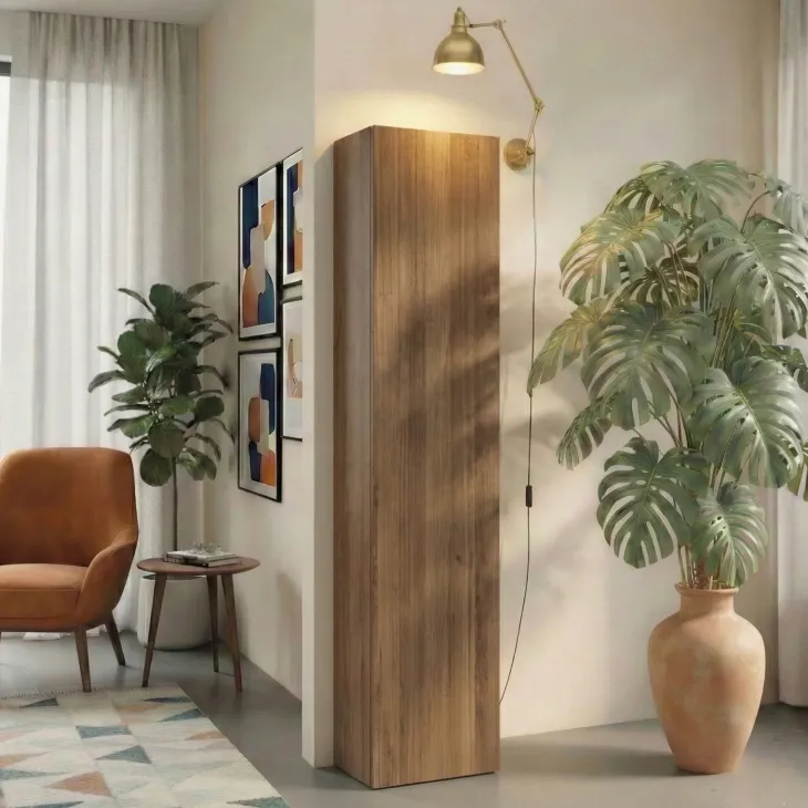 Colonna a terra 55x186h cm multiuso 1 anta reversibile rovere scuro Sunset