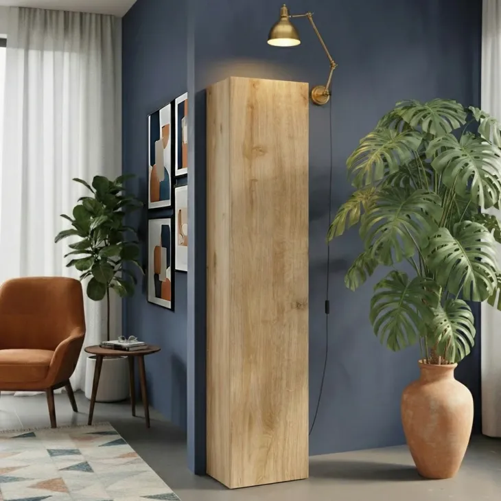 Colonna a terra 55x186h cm multiuso 1 anta reversibile rovere chiaro Sunset