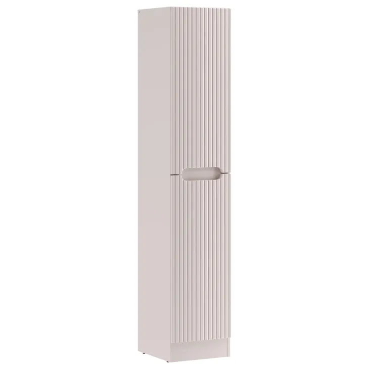 Colonna bagno lavanderia 35x180h cm con portabiancheria cannettato beige Cleany