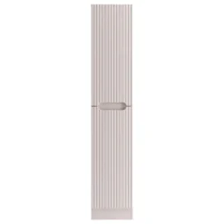 Colonna bagno lavanderia 35x180h cm con portabiancheria cannettato beige Cleany