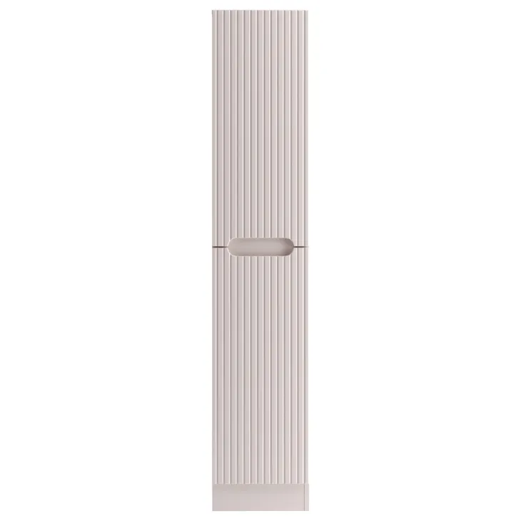 Colonna bagno lavanderia 35x180h cm con portabiancheria cannettato beige Cleany
