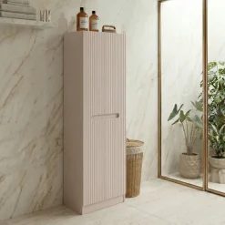 Colonna bagno lavanderia 60x180h cm multiuso cannettato beige Cleany