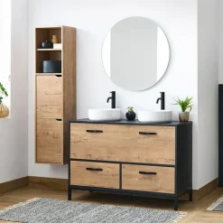 Colonna bagno sospesa 37x150h cm 2 ante 2 vani rovere Jasmund - Crown