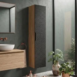 Colonna bagno sospesa 35x170h cm 1 anta nero rovere Swim