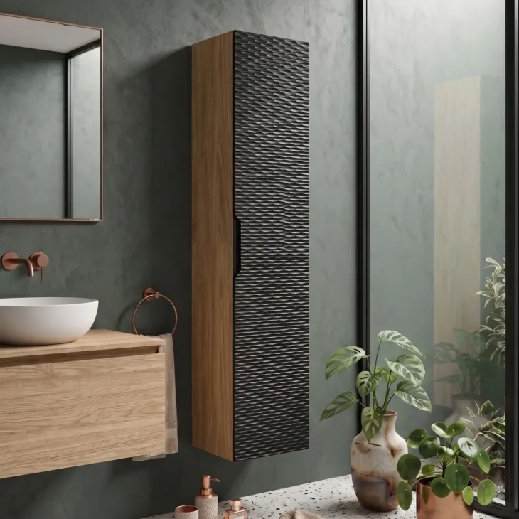 Colonna bagno sospesa 35x170h cm 1 anta nero rovere Swim