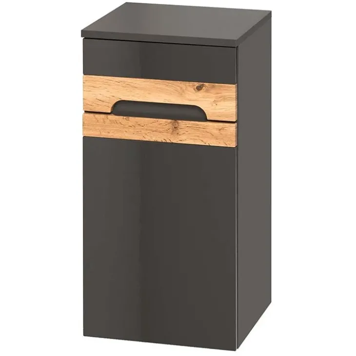 Colonna bagno sospesa 35x67h cm 1 anta rovere grigio lucido Rabat