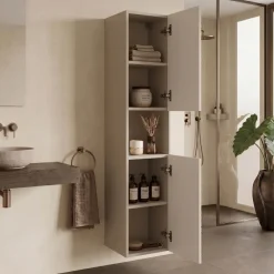 Colonna bagno sospesa 30x140h cm 1 anta beige cashmere Neutry
