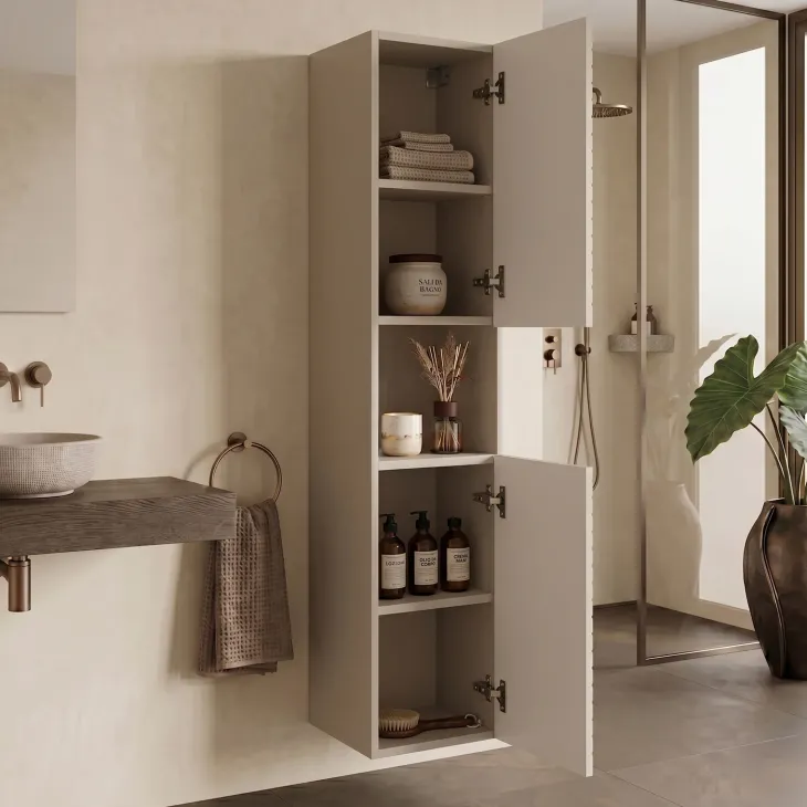 Colonna bagno sospesa 30x140h cm 1 anta beige cashmere Neutry