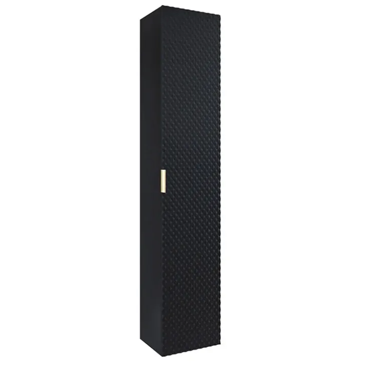 Colonna bagno sospesa 35x186h cm 1 anta nero frontale decorato Konny